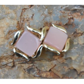 Pink Square Chalcedony Fitted in Gold